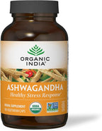 ORGANIC INDIA Ashwagandha Capsules - Organic Ashwagandha Supplement - Vegan Ashwagandha Root, Gluten-Free, Kosher, Non-GMO, Supports Stress Relief, Energy, and Sleep - 180 Capsules