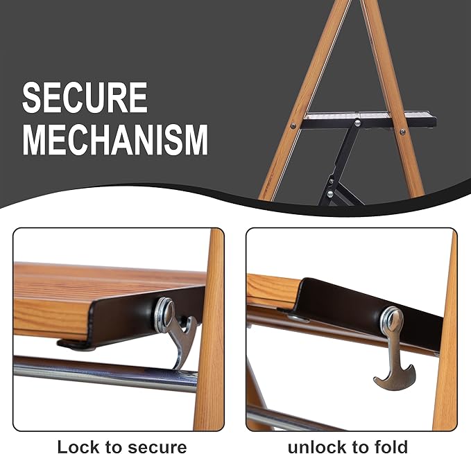 Step Ladders 3-Step Woodgrain Finish Aluminum Folding Step Stool Wide Pedal,Anti-Slip Portable Sturdy for Home & Kitchen Office 330 lbs