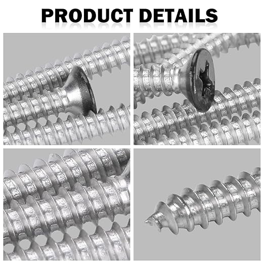 Black Head 50 PCS #14X2-1/2(2.5 inch) Stainless Steel Phillips Flat Head Wood Screws,Stainless Steel 18-8 A2(304) Screw,Home Screw Kit by QISHENG