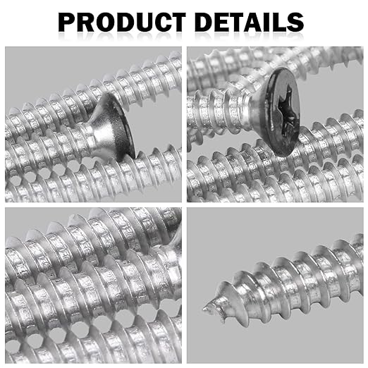 Black Head 50 PCS #14X3 Stainless Steel Phillips Flat Head Wood Screws,Stainless Steel 18-8 A2(304) Screw,Home Screw Kit by QISHENG