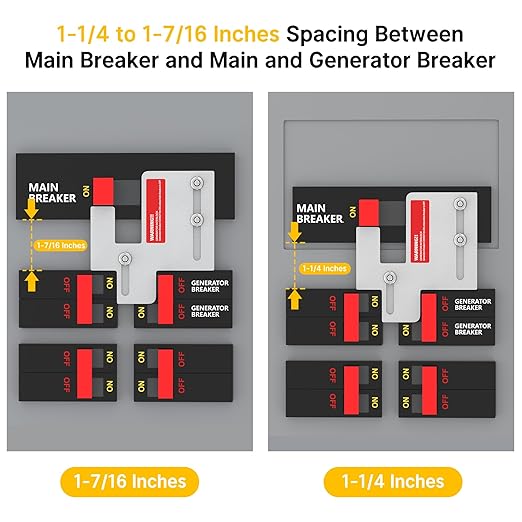 Joinfworld Generator Interlock Kit Compatible with Eaton Cutler Hammer BR and CH Series 150 and 200 amp Panels, Eaton Interlock Kit with 1 1/4 to 1 7/16 Inch Spacing Between Main and Generator Breaker