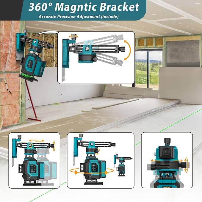 Takamine 16 Lines Green Laser Level Pro, 4x360° 4D Green Cross Line Professional for Construction, Two 360° Vertical and Two 360° Horizontal Laser Level Pulse Mode and Remote Controller