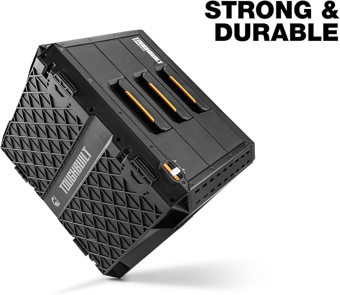 ToughBuilt StackTech XL 3 Drawer Tool Box, Heavy-Duty Portable Tools Chest, 50 lb Capacity - Stackable Toolbox Storage Organizer with 22 Dividers, Auto-Latching Drawers and Accessory Rails