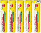 German Vitamin C 180 mg - 40 Vegan Drink Effervescent Tablets - Lemon Lime Flavor - Made in Germany