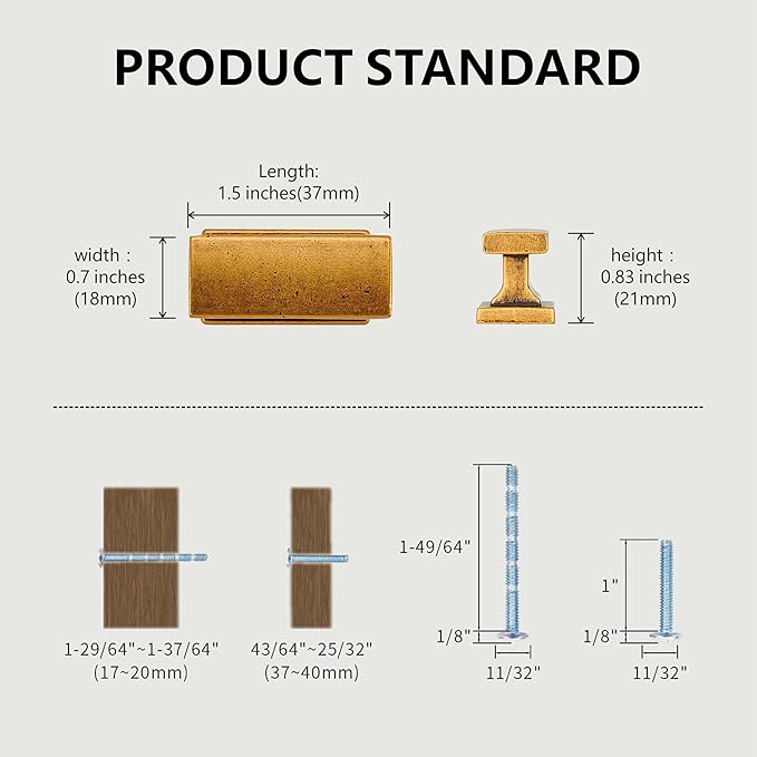 10 Pack Kitchen Cabinet Knobs, Antique Brass Dresser Drawer Knobs and Pulls for Bathroom Cabinets