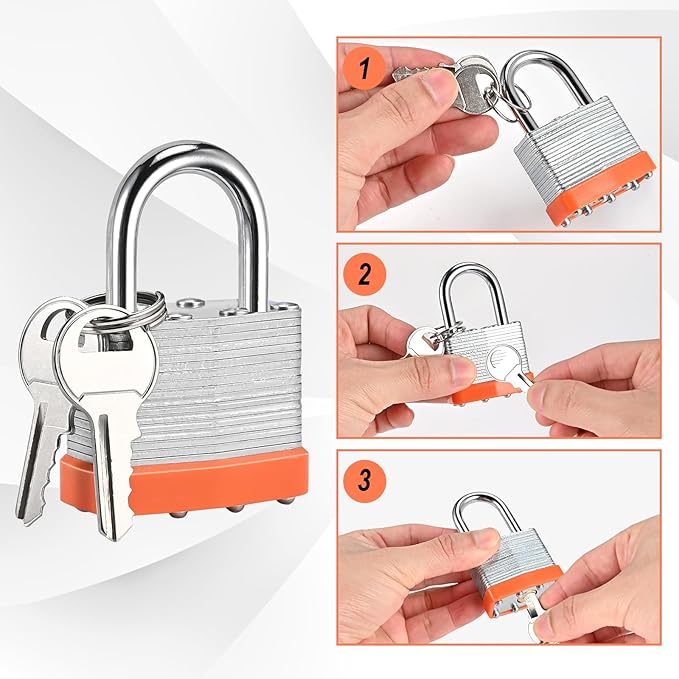 12pcs Solid Keyed Alike Padlock with 24 Same Keys & Short Hardened Shackle -Resist Cutting, Gym Locker Lock with Key, Storage Pad Lock for Locker Gym Gate Outdoor Use (Short)