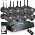 【130° Wide Angle & 2-Way Audio】 Outdoor Wireless Security Camera System, Wireless Cameras for Home Security, WiFi Video Surveillance Systems DVR Kits