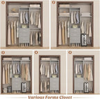 4FT Small Closet System with 3 Fabric Drawers, 48'' Closet Organizer System With 3 Adjustable Shelves, Flexible Built-In Clothes Garment Rack for Small Space, 48" L x 13" W x 71" H, Grey