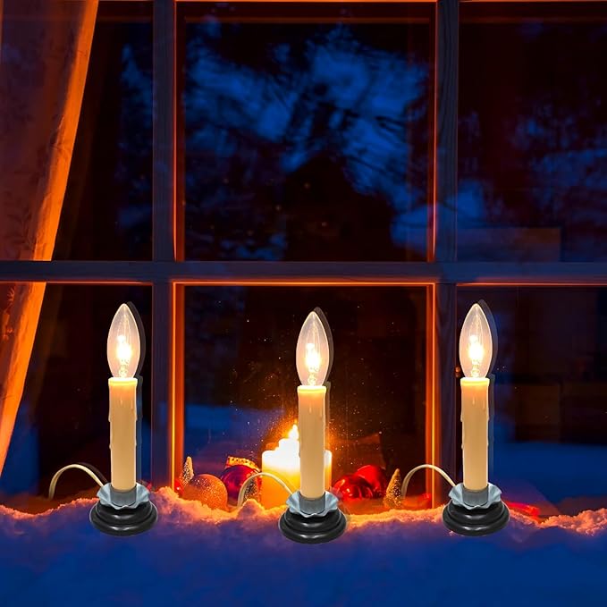 25 Pack Candle Light Bulbs, C26 Clear Torpedo Tip Candelabra Replacement Bulbs, 7 Watt Night Light Bulbs for Chandeliers, Electric Candle Lamp, C7/E12 Base