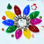 25 Pack C9 Replacement Bulbs Clear Multicolor Christmas Lights, C9 Colorful Light Bulb (Red, Blue, Green, Yellow, Pink) for Hanging Vintage Christmas Lights Outdoor, 7W, 120V