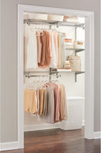 Rubbermaid Configurations Custom Closet Kit 4-8 Ft. Adjustable Metal Wire Shelving Titanium Finish Expandable Organization System Hardware Included for Home Closet/Pantry/Laundry/Mudroom