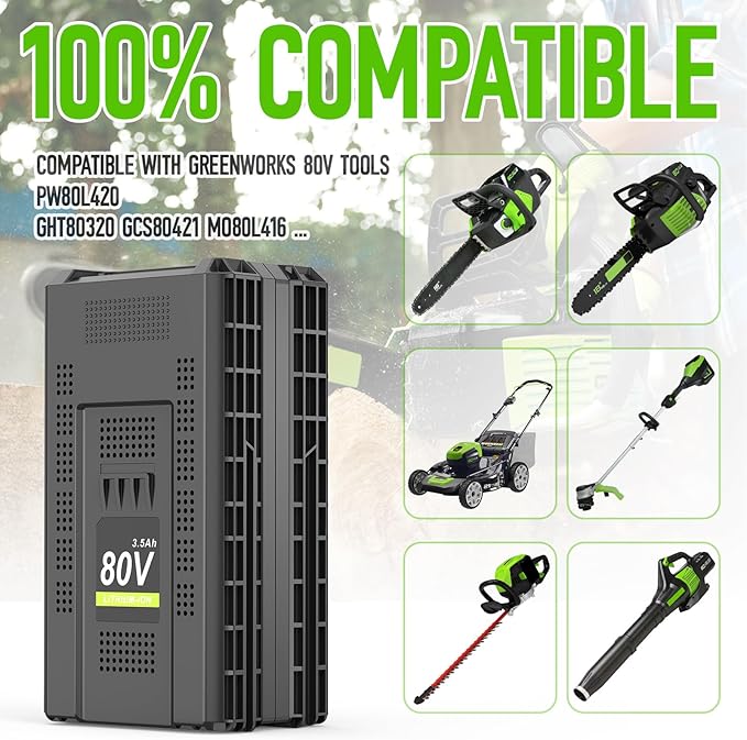2 Packs 80V 3.5Ah Lithium Battery Replace for Greenworks 80V Battery GBA80400 GBA80250 GBA80200, 3500mAh High Capacity, Fit for Greenworks 80 Volt Power Tools PW80L420 TL80L00 LMB407