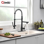 GIMILI Oil Rubbed Bronze Kitchen Faucet with Pull Down Sprayer Single Handle High Pressure Kitchen Sink Faucet Commercial Double-Headed Kitchen Faucets