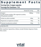 Vital Nutrients Buffered Vitamin C 500mg | Vegan Gentle Vitamin C for Sensitive Individuals* | Immune Support Supplement* | Gluten, Dairy and Soy Free | Non-GMO | 220 Capsules