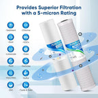 PUREPLUS 5 Micron 20"x4.5" Whole House Water Filter Cartridge Combo Kit with Sediment and Activated Carbon Block Filter - Replacement for FPMB5-20, AP810-2, FC25B, EPM-20BB, 1 PACK