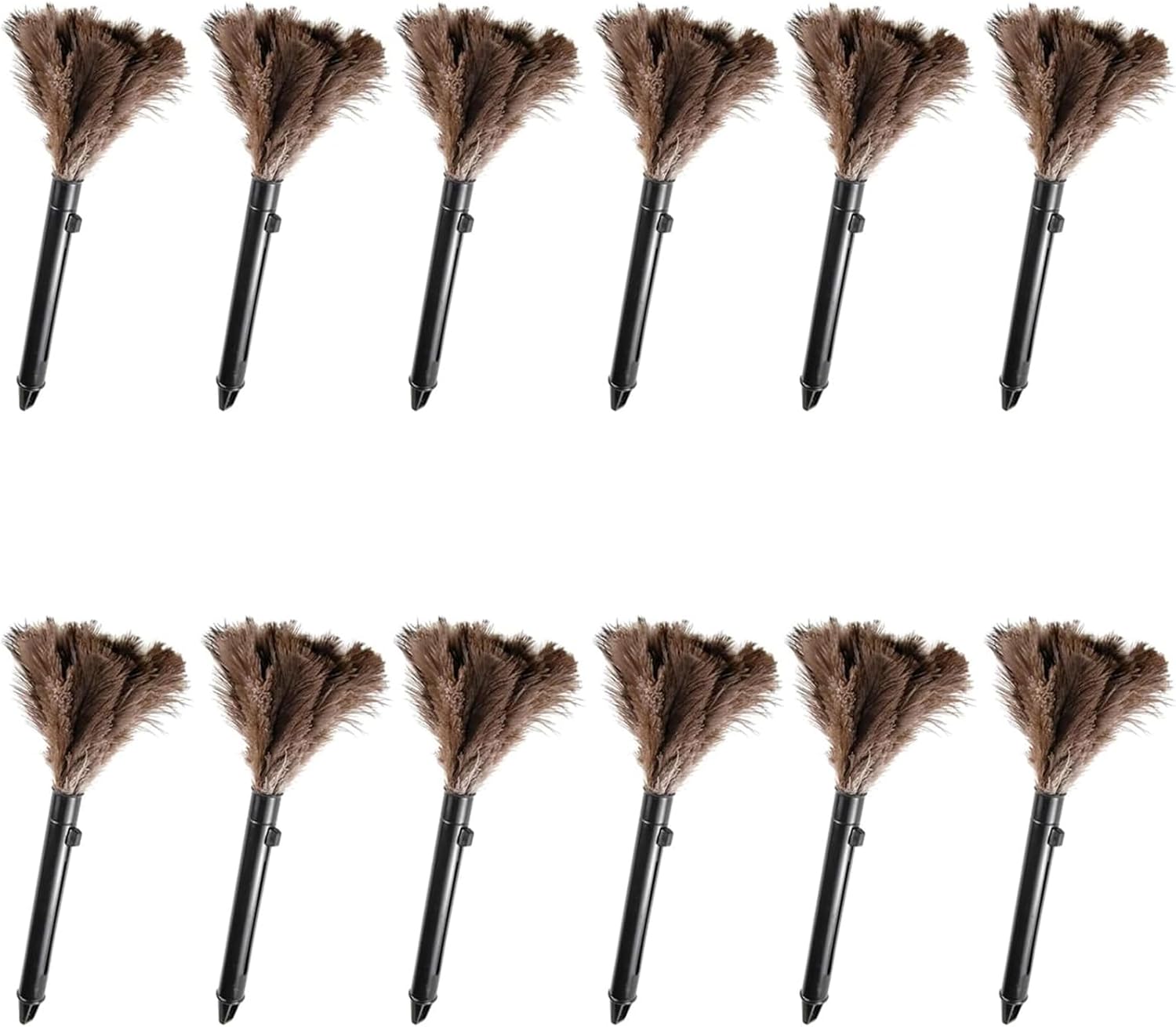 Retractable Feather Duster-Genuine Ostrich Feathers,Anti-Static,Reusable Eco-Friendly Handheld Cleaning for Keyboard,Home,Car,Office(10 to 15 Inches) 12Pack