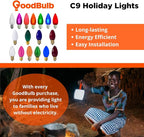 GoodBulb C9 Yellow Diamond Faceted Holiday Light Bulbs 0.6W Yellow LED Light Bulb Intermediate E17 Base 60 Lumens Christmas Lights Bulbs Ideal for Holiday Decorations Pack of 25 Bulbs