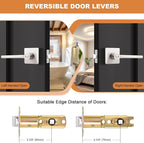 Probrico Privacy Door Handle Interior Heavy Duty Square Brushed Nickel Door Knobs for Bedroom Bathroom Reversible Keyless Door Lever Satin Nickel, 1 Pack