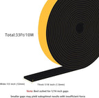 Adhesive Weather Stripping Foam Strip, Seal Gasket for Speaker, Door Insulation, Soundproofing Foam Seal Tape for Doors and Windows Shock Absorbing, Scratch-prevention（1/2 In x 1/16 In x 33Ft）