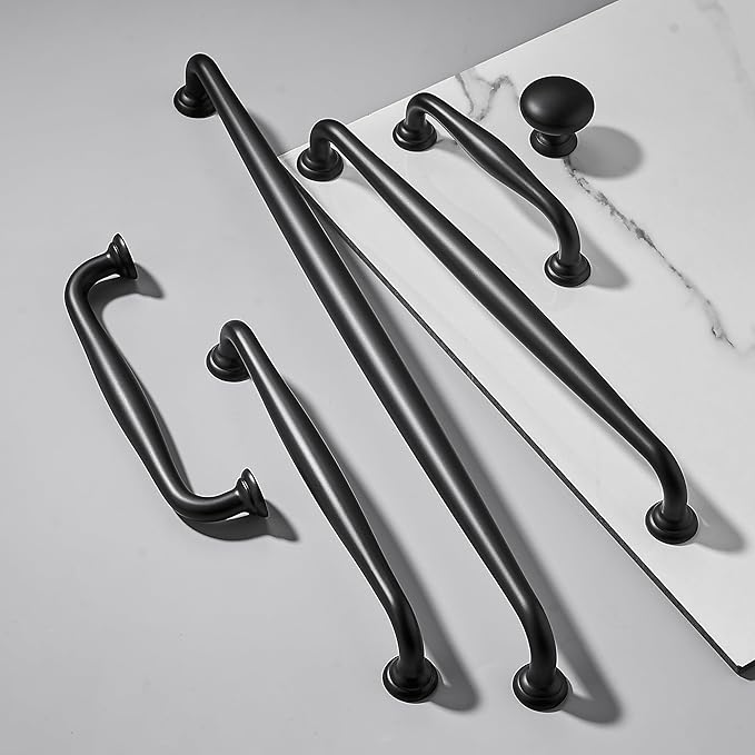TUNNY 10 Pack Cabinet Handles-5"/128mm Screw Spacing Matte Black Furniture Hardware Handles for Kitchen Cabinets Bedroom Dresser Wardrobe Cabinet Pulls