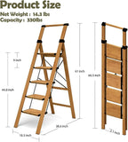 Taranta 5 Step Ladder, Portable Folding Ladder with Wide Pedal, Lightweight Aluminum Step Stool with Convenient Handgrip, 330 lbs Capacity Stepladder for Home, Office - Woodgrain