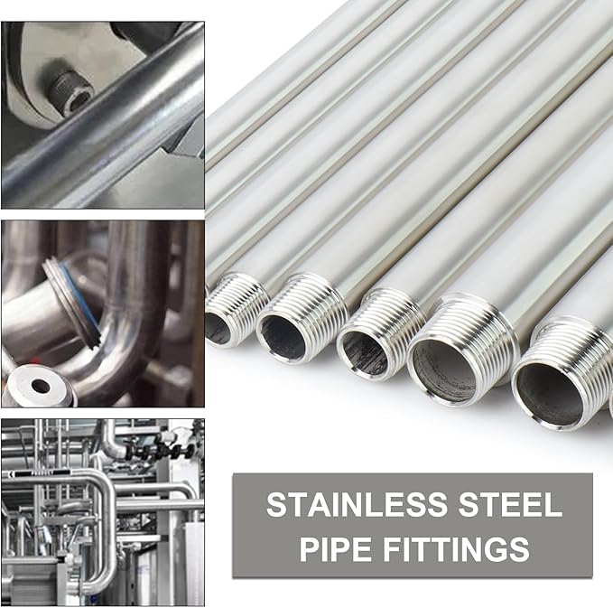 TAISHER 4PCS Stainless Steel Pipe Fittings, 3/4" NPT x 3/4" NPT Male Threaded, 4" Length Nipple Cast Pipe