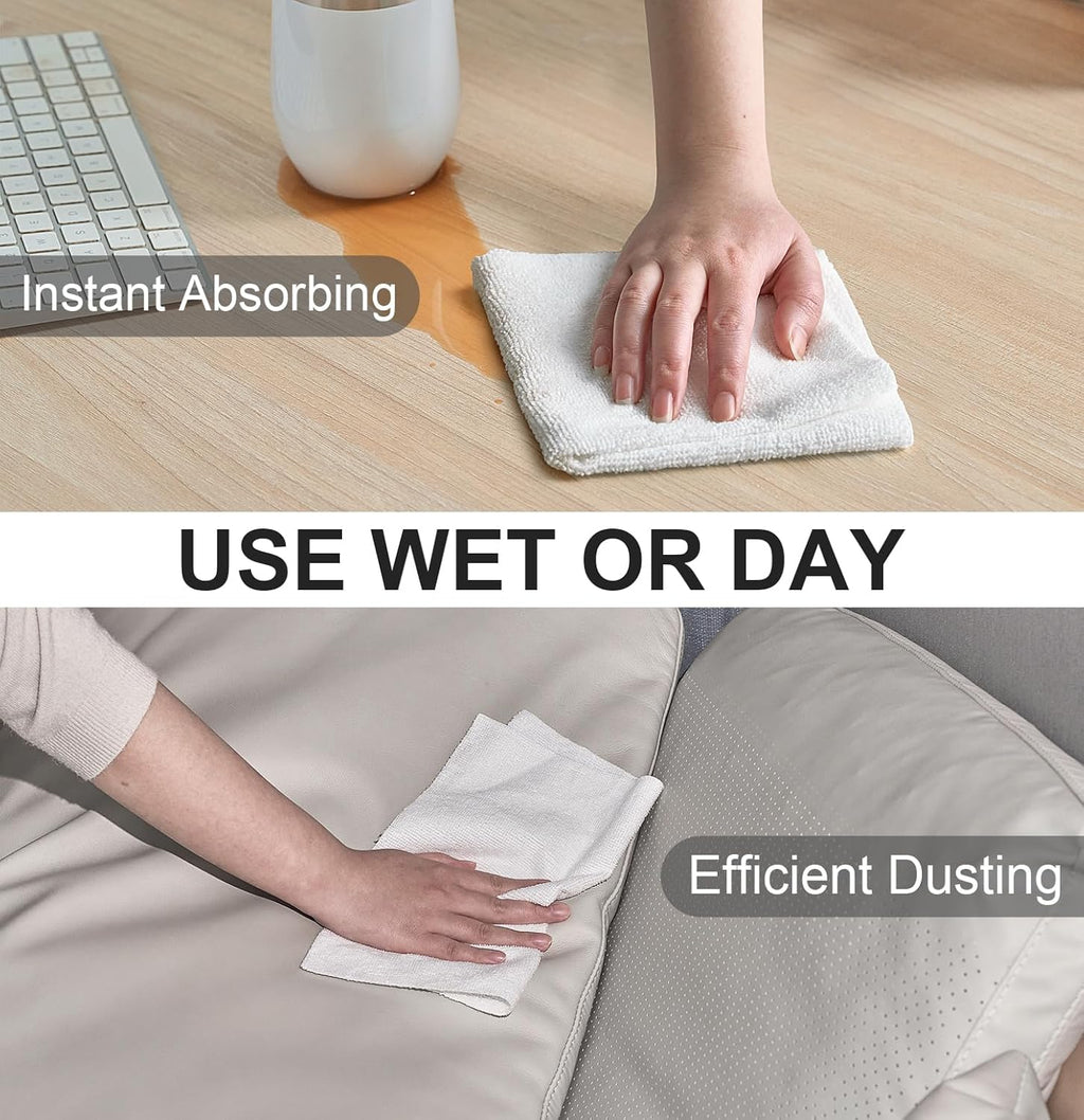 UPSTAR Microfiber Cleaning Cloth, Reusable Paper Towels Rolls, Cleaning Rags for Washing Dishes, Kitchen,Bathroom, 12x12 inch,50 Packs/Roll, White