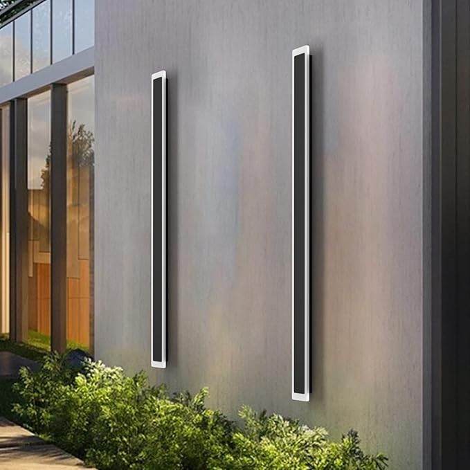 Outdoor Lights 2 Pack,Modern Outdoor Wall Light Fixture Long Strip LED Wall Sconce IP65 Anti Rust Warm Light 3000K Exterior Wall Mount Lights for Entrance, Hallway, Garage, Porch