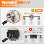 DLLT 3-Light Bathroom Light Fixtures: Nickel Modern Vanity Lights with E26 Bulbs - Clear Glass Shade Bathroom Wall Lamp for Mirror Kitchen Living Room - 2 Packs