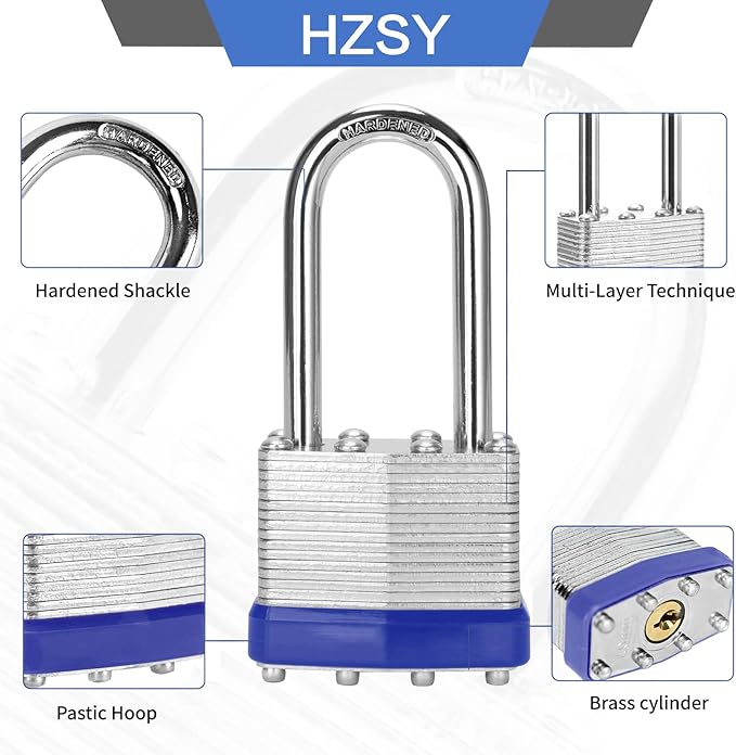 Padlocks Keyed Alike, Pack of 60, Laminated Steel Keyed Lock (1-9/16", 40mm), Padlocks with Same Key, Long Shackle, for Toolbox, Locker & StorageUnit or More