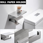 Brushed Nickel Bathroom Towel Bar Set Bathroom Accessories Hardware Set Including Towel Bar Towel Ring Coat Hook and Toilet Paper Holder with Shelf. Wall Mounted Stainless Steel