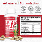 Health Plus Super Colon Cleanse 10 Day Gentle Gut Cleanse Detox, Psyllium Husk, Probiotics for Constipation Relief & Digestive Support, 240 Capsules