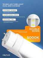24-Pack T8 LED Bulbs 4 Foot, 28W 4200LM, 5000K Daylight Super Bright, Ballast Bypass G13 Base Type B Dual-End Powered, f32t8 f40t12 led Replacement 4ft