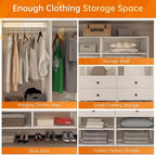 Modular Closet System: Wall Mounted Garment Rack Walk-in Closet System with Hangingrod Built in Clothes Storage with 2 Drawers for Bedroom White 23.62''L x 16.34''W x 70.87''H