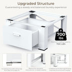 SKM 29" Washer & Dryer Pedestals with Drawer - 2 Pack Laundry Stand Raiser, 14.3" Height, Steel Construction, White