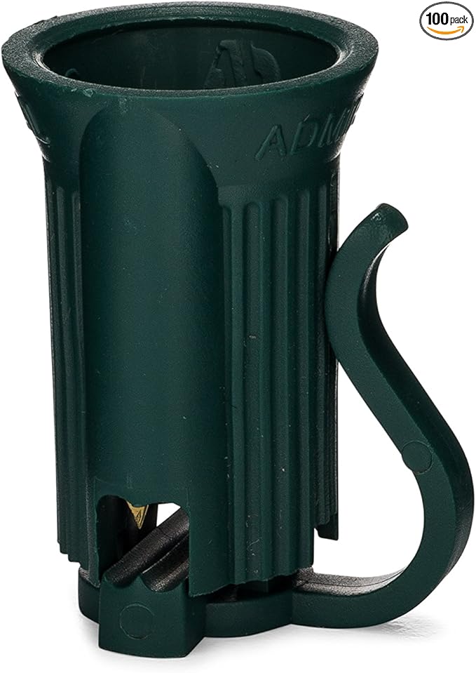 Holiday Lighting Outlet SPT-1 C7 Replacement Socket - 100 Pack, Easy to Install, Durable, Green Indoor & Outdoor Christmas Light Socket