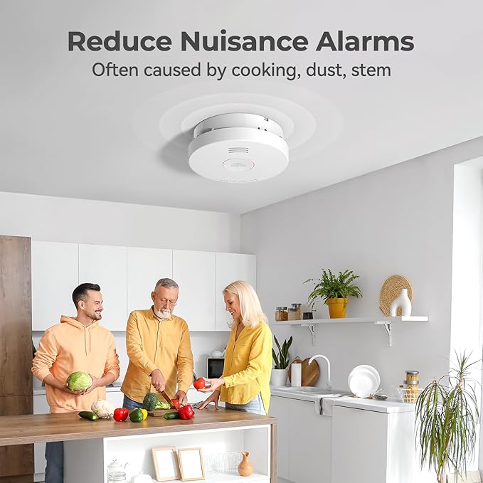 SITERLINK Smoke Detectors 10 Year Battery Operated,UL217-9th Listed Smoke Alarm with Test-Silence Button,Photoelectric Sensor Fire Alarms Smoke Detectors with LED Lights for Home, GS525A (4 Pack)