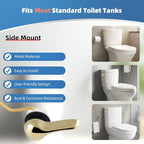 iFealClear Universal Metal Toilet Tank Flush Lever Replacement, Side Mount Toilet Handle Replacement Kit, Stainless Steel Chain, Solid Brass Material, Polished Gold