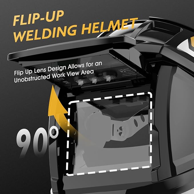 TOOLIOM Flip Up Welding Helmet 3.64 x 1.67 inch Auto Darkening Clamshell Welding Mask True Color Lift Front Welding Hood