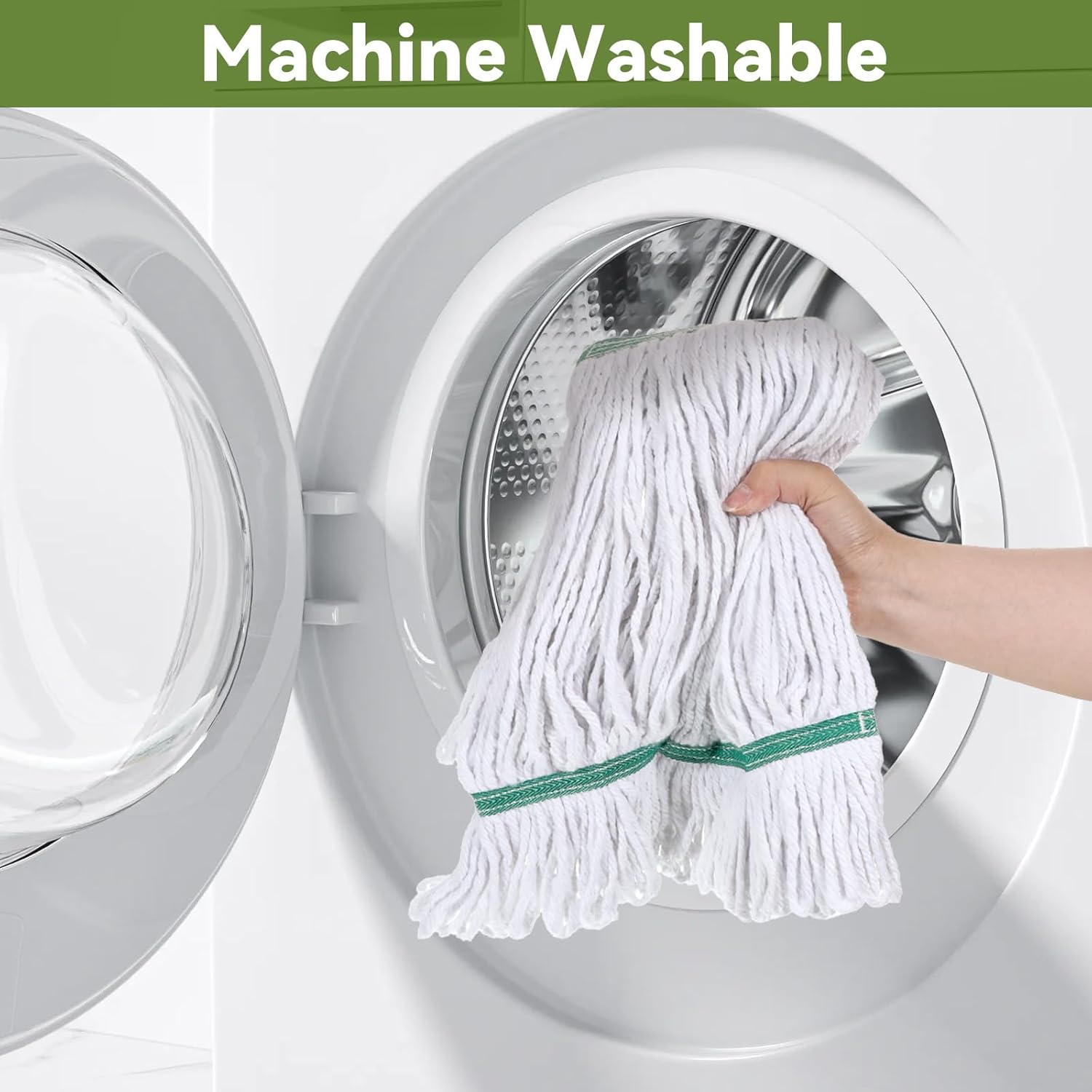 6 Pack Heavy Duty Commercial Cleaning Mop Head Replacements, Loop-End Cotton String Wet Mop Heads Refills Industrial Mops Heads for Commercial Garage Kitchen Home Floor Cleaning