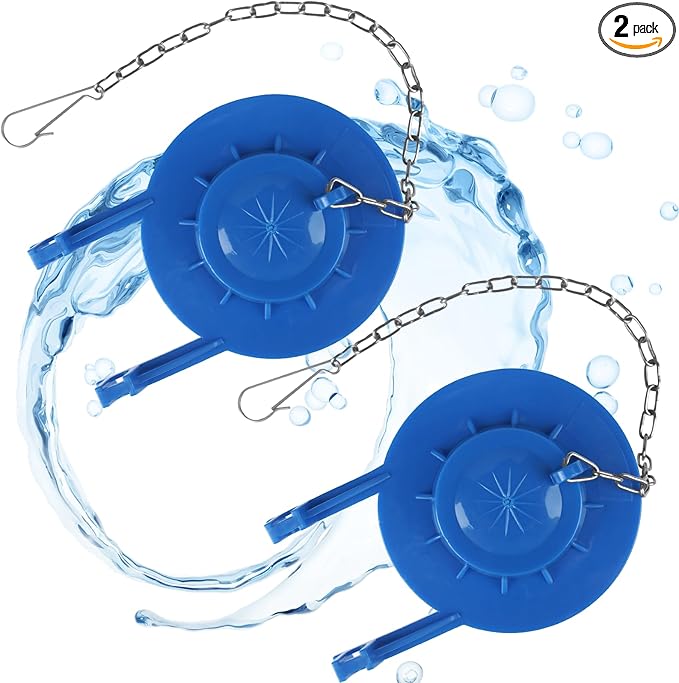 Universal Toilet Flapper Replacement 2 Inch - Compatible with Most American Standard Kohler Fluidmaster Toto Gerber Toilets Tank Water Saving Rubber Flush Valve Flapper with Stainless Chain Blue 2Pack