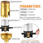 6 Pack UL Listed Lamp Socket with Push On/Off, E26 Threaded Base, Medium Screw Push Socket, Lamp Parts for Floor and Table Lamps, DIY Project (Gold)