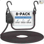 Fondwell 1/4" Tie Downs Ratchet Straps: 8 Pack of Heavy Duty Adjustable Rope Hangers for Various Hanging and Strapping