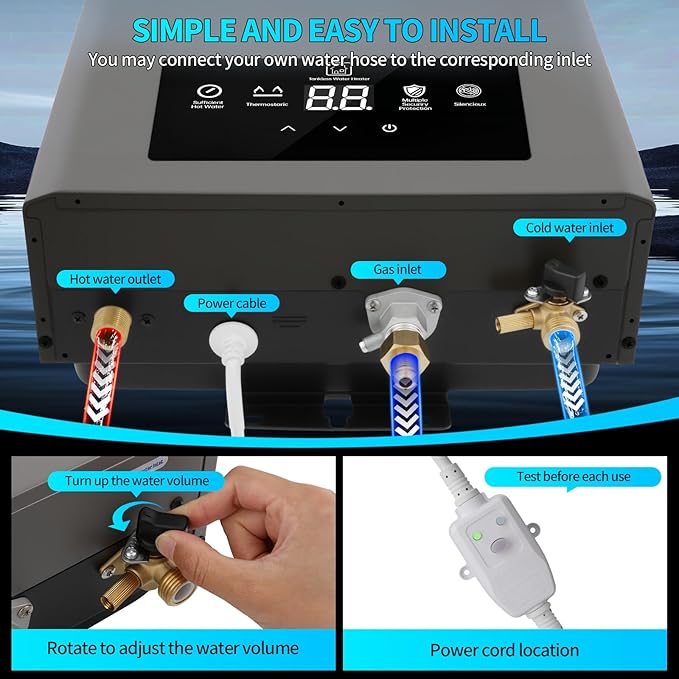 Tankless Water Heater Propane,Indoor 4.74GPM 18L,Constant propane water heater,Instant Hot Propane Gas Water Heater with Fahrenheit Digital Display,Multi-Protection