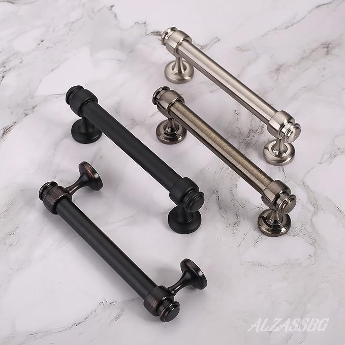 Alzassbg 5 Pack Matt Black Cabinet Pulls, 10 Inch(254mm) Hole Centers Cabinet Handles Kitchen Hardware Straight Bar for Cabinets and Drawer AL3082MB