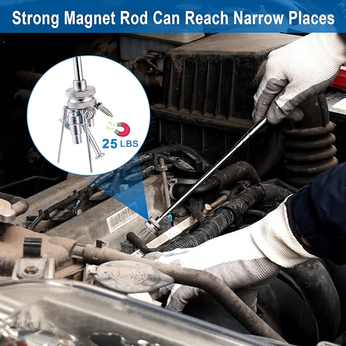1 Piece 25LBs Telescoping Magnetic Pickup Tool, Multifunction Magnet Hanger with Pen Clip Design, Magnet Stick Rod Extendable 7" to 30.5" for Men, Birthday, Father's Day, Holiday Gift