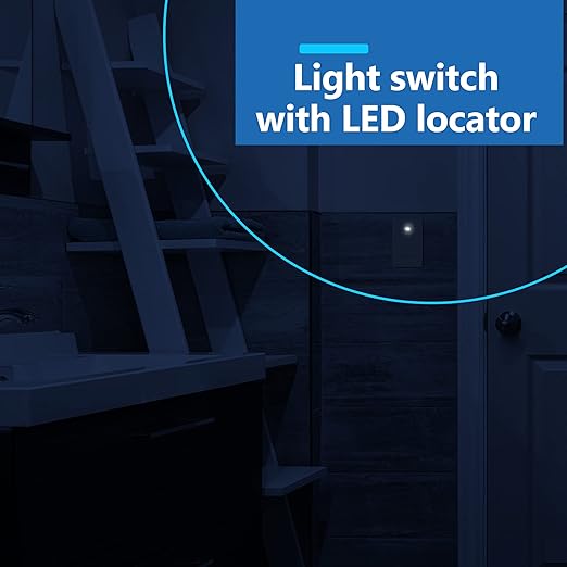 LIDER Minimalist Design Matte Finish Lighted Decorator Switch, Frameless Paddle Light Switch with Locator Light, Grounding Screw, 3-Way or Single Pole, 15A 120V, UL Listed, LS15-3W-GY5P, Gray, 5 Pack