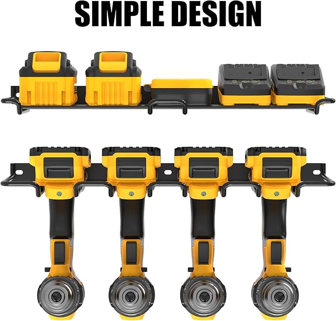 UNITEDPOWER Wall Mounted Drill Rack & Tool Shelf, Power Tool Organizer Holder, Heavy Duty Utility Storage Rack for Cordless, Battery Powered Hand Tools, Workshop, Shed, Garage