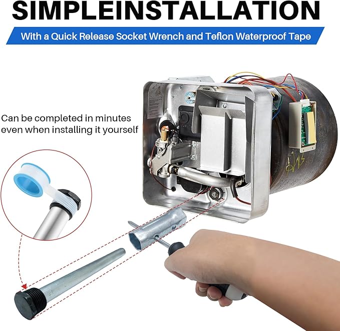 RV Water Heater Anode Rods 9.25" x 3/4" NPT (3-Pack), Premium Magnesium Anode Rod Kit for Suburban hot Water heaters 232767, Extended Life Protecting Anode Rods for Water Heater Liner