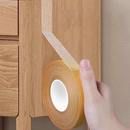 CHENYA 0.59" X 164 Ft,Double Sided Tape Heavy Duty,High Tack Strong Wall Adhesive with Fiberglass Mesh,Super Sticky Resistente Clear Two Sided Tape for Crafts,Carpet,Picture